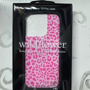 Wildflowers Vibrant Pink Animal Print iPhone 15 Pro Case